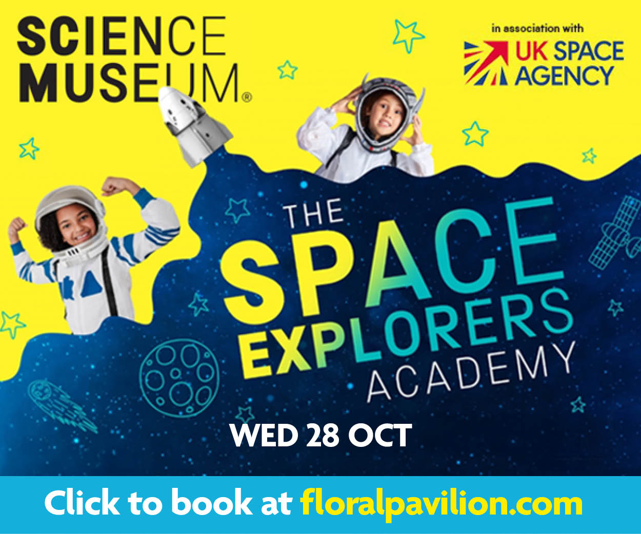 Book tickets for the Space Explorers Academy at the Florap Pavilion Theatre on Wednesday 28 October